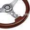 Fits Universal 350mm Black Classic Trim Chrome Spoke Wood Grain Sport Chrome Steering Wheel