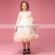 Wholesale Cream Girls Dress long sleeve feather decorated in pure color