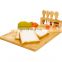 Bamboo Cheese Board and Knife Set Charcuterie boards Bamboo Wood Cutting Platter and Cheese Serving Tray for Wine Crackers Brie