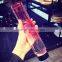 Students portable mini gradient straight slender glass water bottle