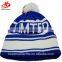 Custom jacquard knitted pom pom ball and embroidery beanie