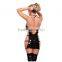 Leather Tight Erotic Lingerie Sexy Women Cut Out Party Club Dancewear Mini Dress