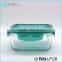 * Colored Lid High Quality Glass Square Fresh Keeping Box Storage Box