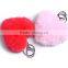 Colorful and Cute Heart-Shaped Rabbit Fur Pom Pom Balls Keychain