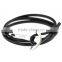 Multilayer PU Leather Wrap Wristband Nautical Anchor Clasp Bracelet