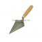 Bricklaying trowel with wooden handle, carbon steel blade, eucalyptus wooden handle