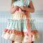 most popular teenagers full cotton ruffle boutique outfits with pink bowknot