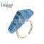2016 Three- dimensional triangle blue turquoise mosaic copper ring for gift 2016 wholesale