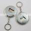 *round tin button badge bottle opener with key chain