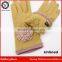 HELILAI Yellow Cute Wool Gloves with Lace Decoration Soft Wool Gloves for Lady