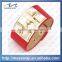 Fashion Customized Cool Metal PU Genuine Red Leather Wrap Bracelet Quality Choice