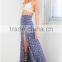Fashion design high splits maxi skirt in navy floral women maxi skirt clothing