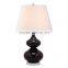 Factory wholesale bottle shape colorful flower ceramic type table lamp for hotel design with fabric shade