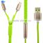 Fast charging multi-function 2 in 1 zipper usb data cable colorful cable zipper line usb cable for phone charger