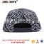 Wholesale 5 panel black and white hat with woven logo
