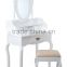 Morden white home furniture k/d dressing table with mirror