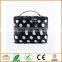 Double Layer Cosmetic Bag Black with White Dot Travel Toiletry Cosmetic Makeup Bag Organizer With Mirror