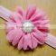 Top Baby Elastic Flower Headband Pearl and Rhinestone Centre Flower Headband