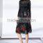 Pleat large sized spring lace splicing printed dress for women