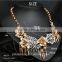 Golden flower rivets luxury exaggerated short necklace restoring ancient ways