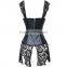 Instyles Plus size faux leather lace venice corset g-string wet look clubwear lingerie