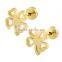 Stainless Steel Gold Geometry Earring Stud Different Shape Flower Star Heart Butterfly and Clover