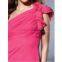 One shoulder chiffon material lady evening dress