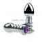 Flashing Light Anal Butt Plug Insert Metal Plated Jeweled Sexy Stopper Toys