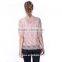 Brand design fashion short sleeve lady pink blouse boutique