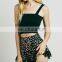 Women floral printed mini pattern scallop lace trim shorts 2016