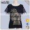 Guangzhou Factory Fashion Lace Sleeve Flying Bird Printed Women's T Shirts