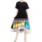 TWOTWINSTYLE Patchwork Embroidery Hit Color Dress Women O Neck Short Sleeve Asymmetric Oversize