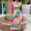 2020 New Arrivals Sleeveless Women Tie Dye Bodycon Casual Dress Ladies Backless Sexy Dress Women Summer Dresses