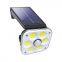 54/138 LEDs Outdoor Solar Wall Lamp Powered Sunlight 3 Heads Remote Control Waterproof LED lamp For Garden Courtyard Street Lamp