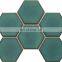 256x197mm High Glossy Green Color Hexagon Ceramic Mosaic Wall Mosaics Hot Melt Glass Mosaic Tiles From Foshan