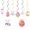 Wholesale Promotional Easter Party Accessories Decor Hanging Ceiling Decorations Egg Bunny Foil Swirls Home Wall