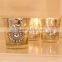 Fuchsia Pink Mercury Glass Votive Candle Holder With Diamante & Rhinestones For Wedding Tableware
