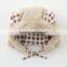 japanese wholesale unisex cute babies hat animal ear high quality check dot pattern lining and strap infant wear child clothes