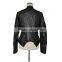 Lady's PU leather jacket with many zippers