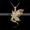 Lovely Beauty Butterfly Fairy Princess Gold Plated Rhinestone Pendant Necklace Long Chain for Women Jewelry Gifts