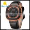 WJ-5531 special square dial design stylish clock waterproof genuine leather Megir watch for men