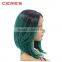 Wholesale Cheap Black to Green Two Tones Wig 10" Lace Front Ombre Color Wig for Young Lady Quality Choice