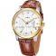 WEIDE 3 Atm Water Resistant Stainless Steel Watches Leather Wrist Straps Gold Men Watch