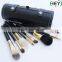 Hot Sell 9pcs Makeup Brush Kit With PU Case Soft Synethtic Hair And Wooden Handle