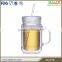 Christmas custom clear plastic mason jar with handle
