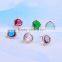 Wholesale 12.6*11mm Silver Crystal Color Bezel Gemstone Connector Jewelry Earrings P9130-1