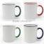 stocked Cramic 110z sublimation mug black colorful rim and Handle