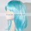 Long blue straight silk wave wig crazy color wig for bar N323