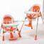 EN14988 safey simple baby folding plastic baby high low chair