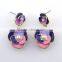 Exquisite multi colorful flower petals pearl earring